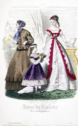 Jóvenes mujeres viendo estereofotografías, del Journal des Demoiselles, diciembre de 1866